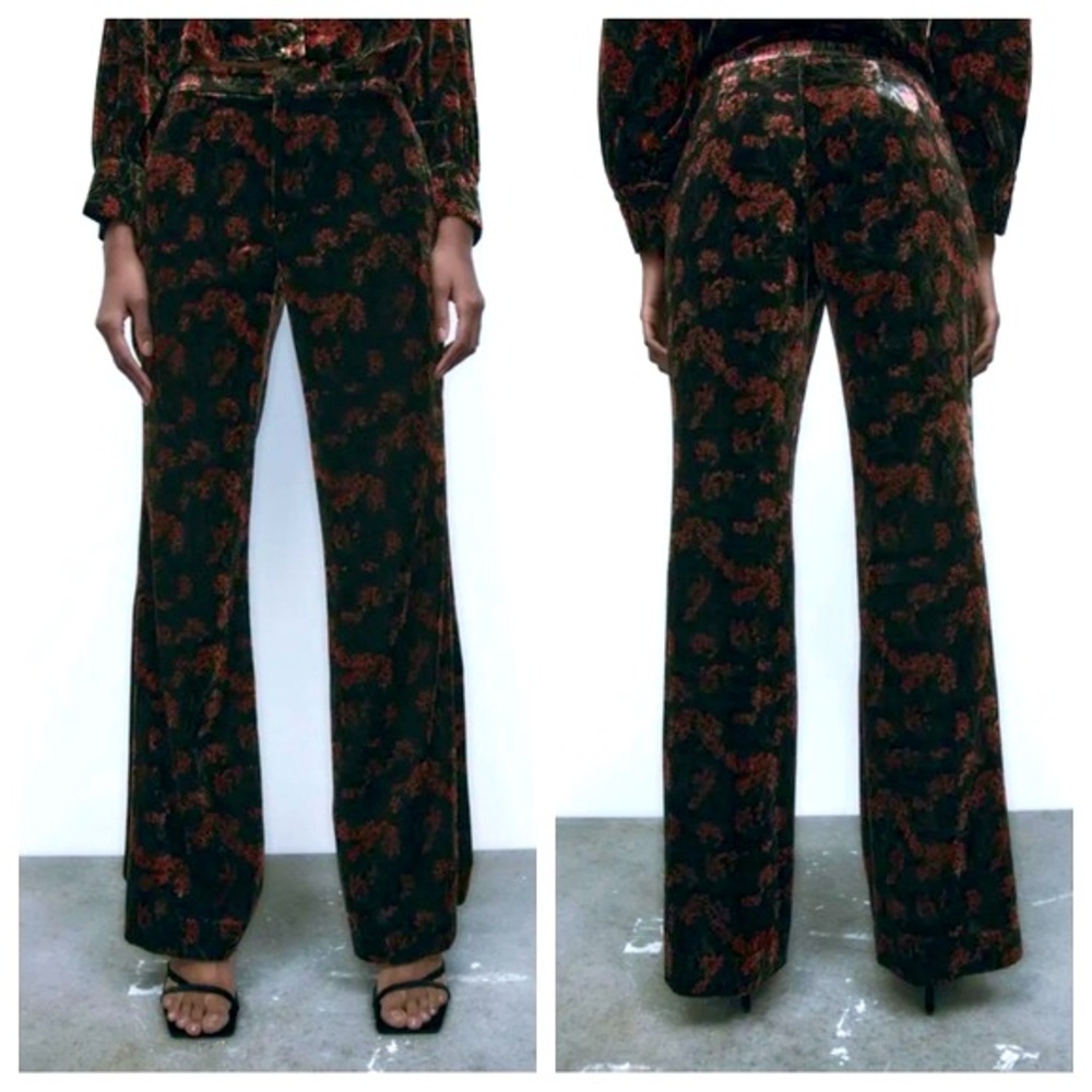 ZARA Velvet Jacquard Charlotte Trousers